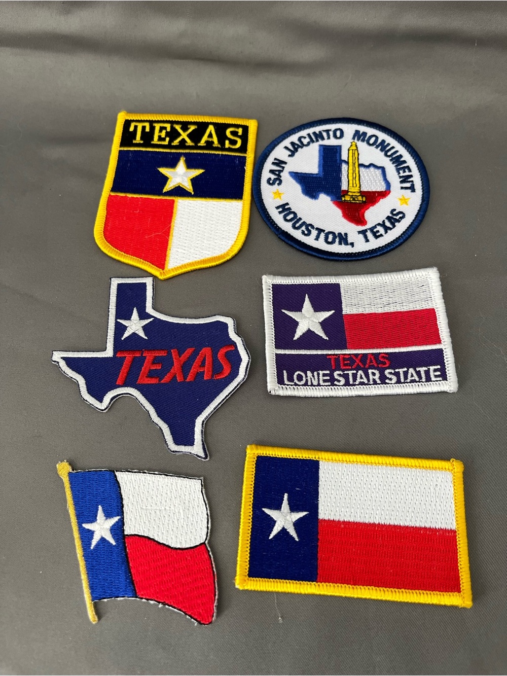 Texas Lone Star Flag Embroidered Patch Lot - Red White Blue